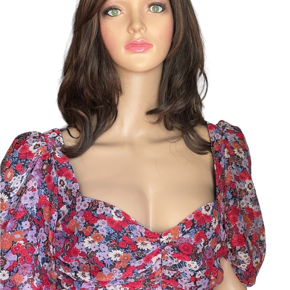 ZARA Metallic Sparkle Floral
Lined Shirred Ruched Mini Mod
Dress Size L - Picture 5 of 16